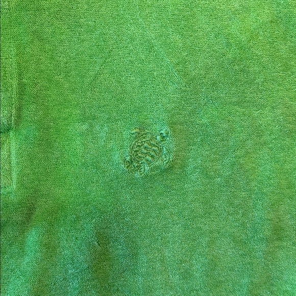Vilebrequin Lime Green Polo Shirt, crushed velvet. Size XS - Picture 3 of 4